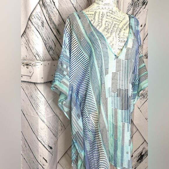 Echo Beach Semi-Sheer Coverup Stripes OS - Picture 2 of 6